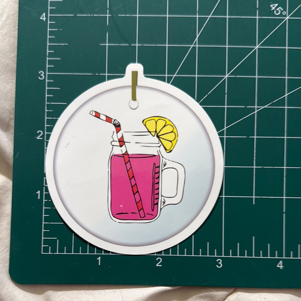Pink Lemonade Mason Jar Ornament Waterproof Sticker